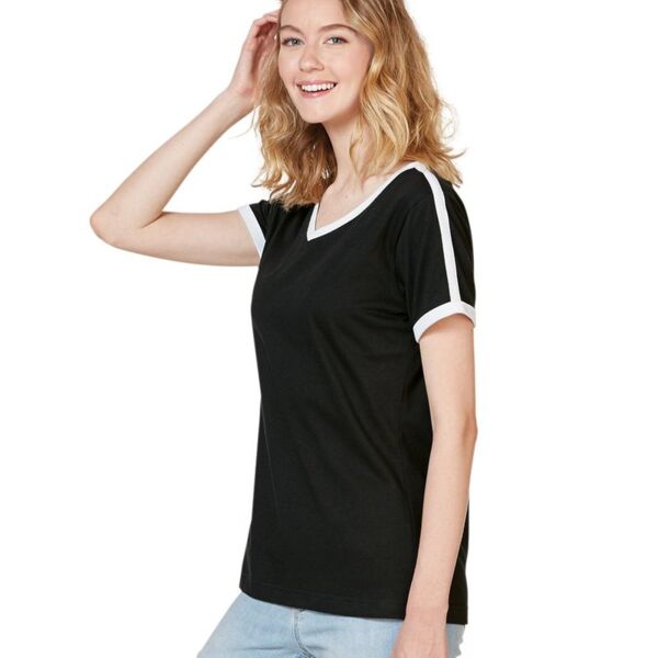 Women's Retro Ringer Fine Jersey V-Neck Tee Thumbnail