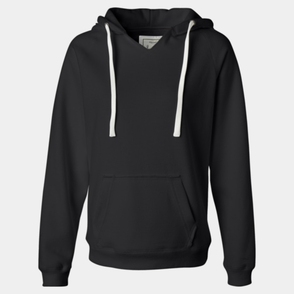 Women's Sueded V-Neck Hooded Sweatshirt Thumbnail