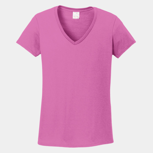 Women's Heavy Cotton 100% Cotton V Neck T Shirt Thumbnail