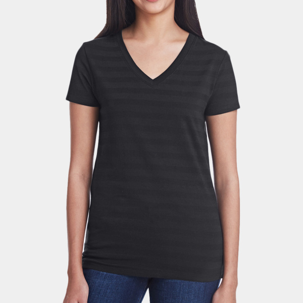 Ladies' Invisible Stripe V-Neck T-Shirt Thumbnail
