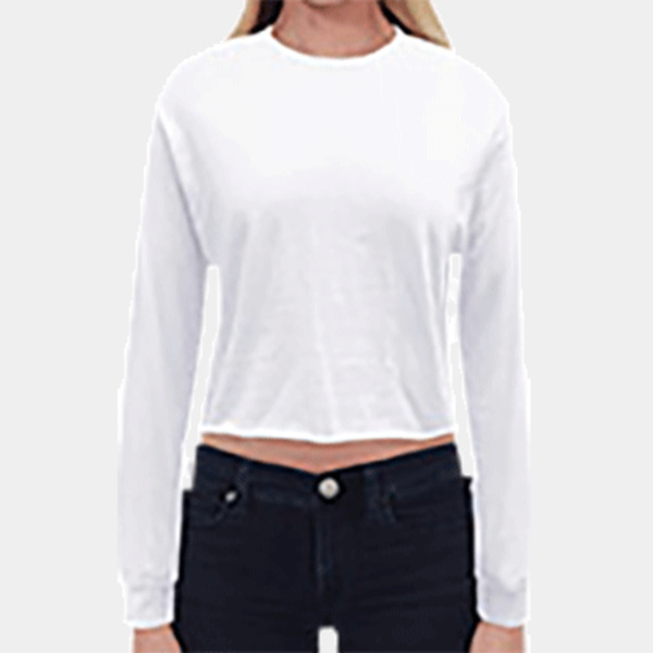 Ladies' Long-Sleeve Crop Boyfriend T-Shirt Thumbnail