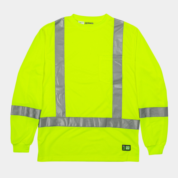 Men's Hi-Vis Class 3 Performance Long Sleeve Pocket T-Shirt Thumbnail